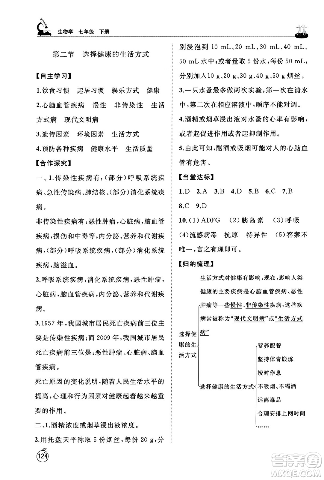 山東友誼出版社2025年春初中同步練習(xí)冊七年級生物下冊魯科版五四制答案