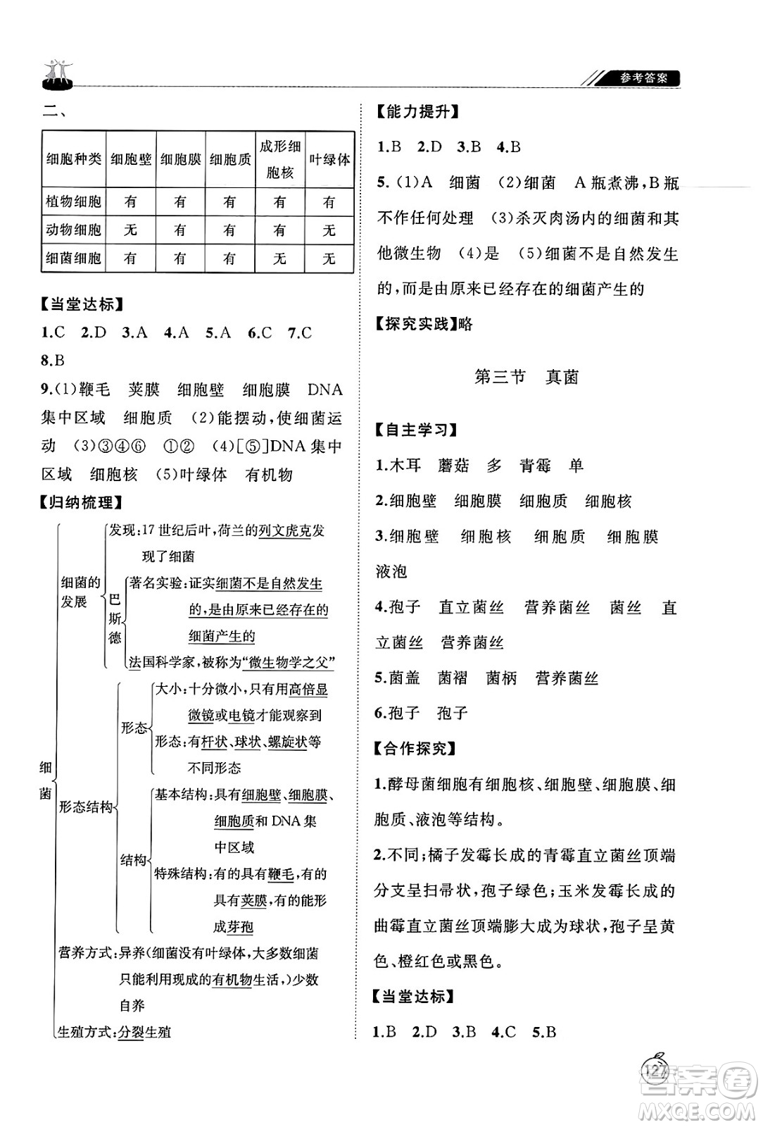 山東友誼出版社2025年春初中同步練習(xí)冊七年級生物下冊魯科版五四制答案