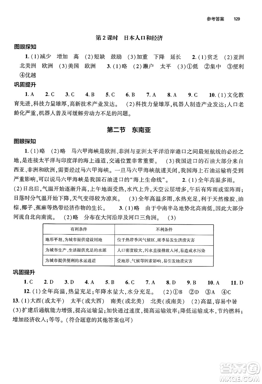 大象出版社2025年春初中同步練習(xí)冊(cè)七年級(jí)地理下冊(cè)人教版山東專(zhuān)版答案