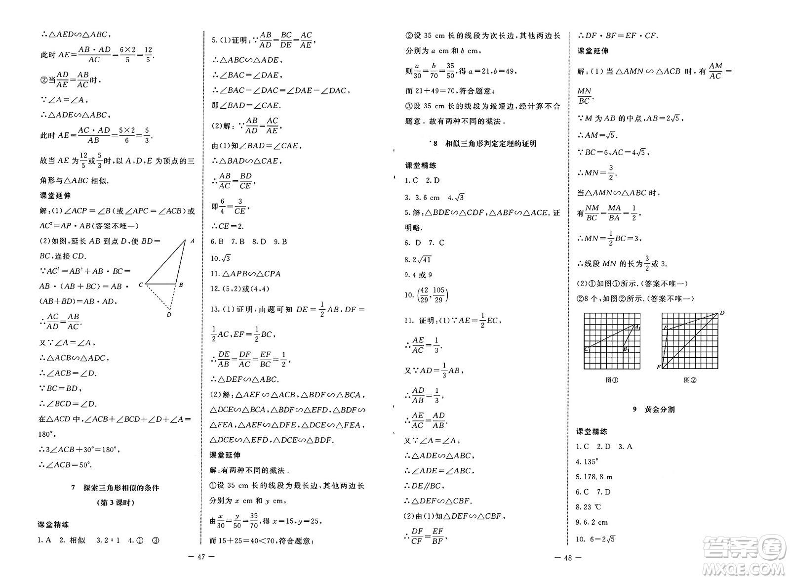 北京師范大學(xué)出版社2025年春初中同步練習(xí)冊八年級數(shù)學(xué)下冊魯教版五四制答案