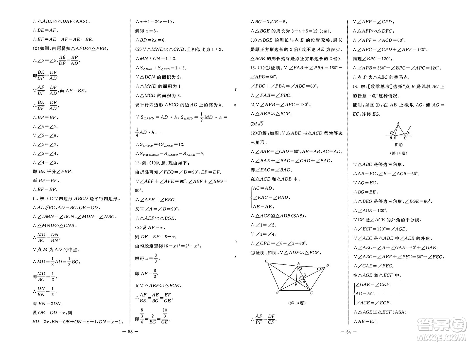 北京師范大學(xué)出版社2025年春初中同步練習(xí)冊八年級數(shù)學(xué)下冊魯教版五四制答案