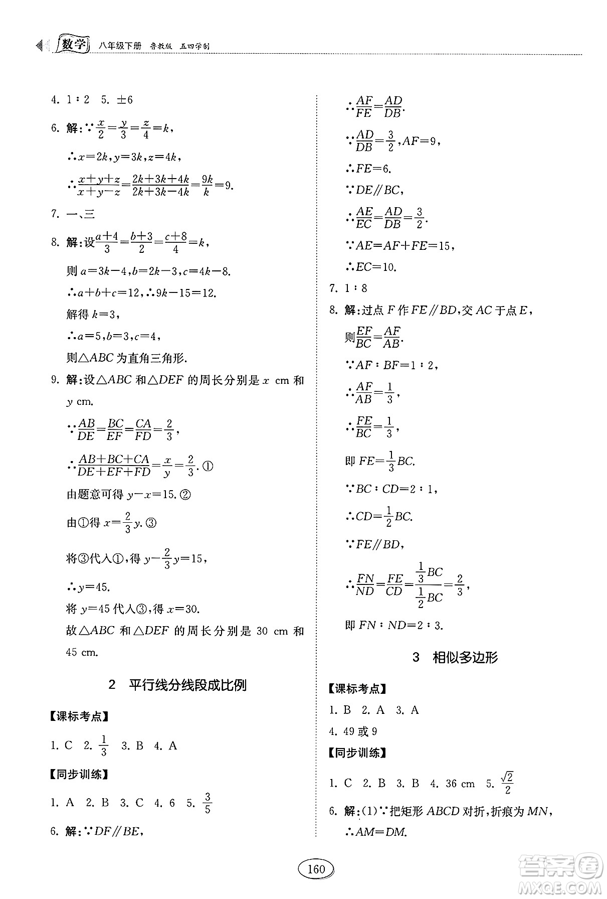 山東科學(xué)技術(shù)出版社2025年春初中同步練習(xí)冊八年級數(shù)學(xué)下冊魯教版五四制答案