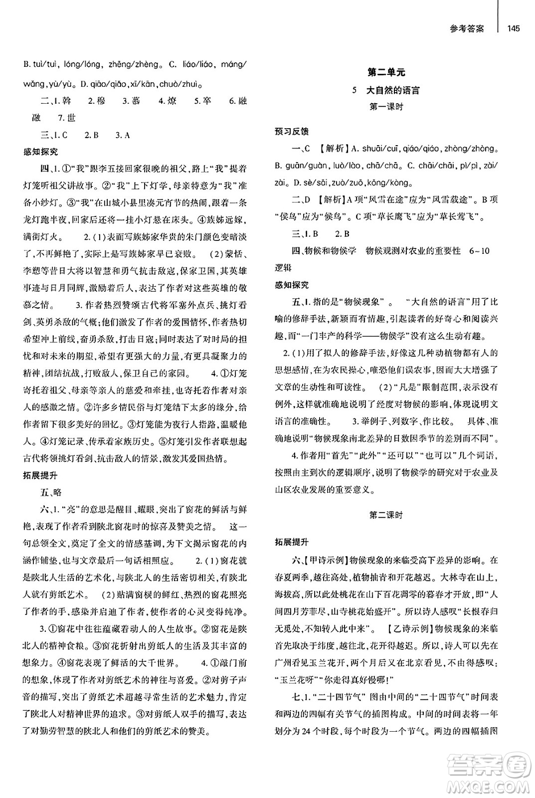 大象出版社2025年春初中同步練習冊八年級語文下冊人教版山東專版答案
