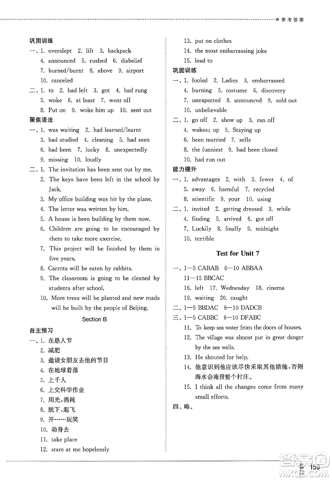 山東教育出版社2025年春初中同步練習(xí)冊(cè)九年級(jí)英語下冊(cè)魯教版五四制答案
