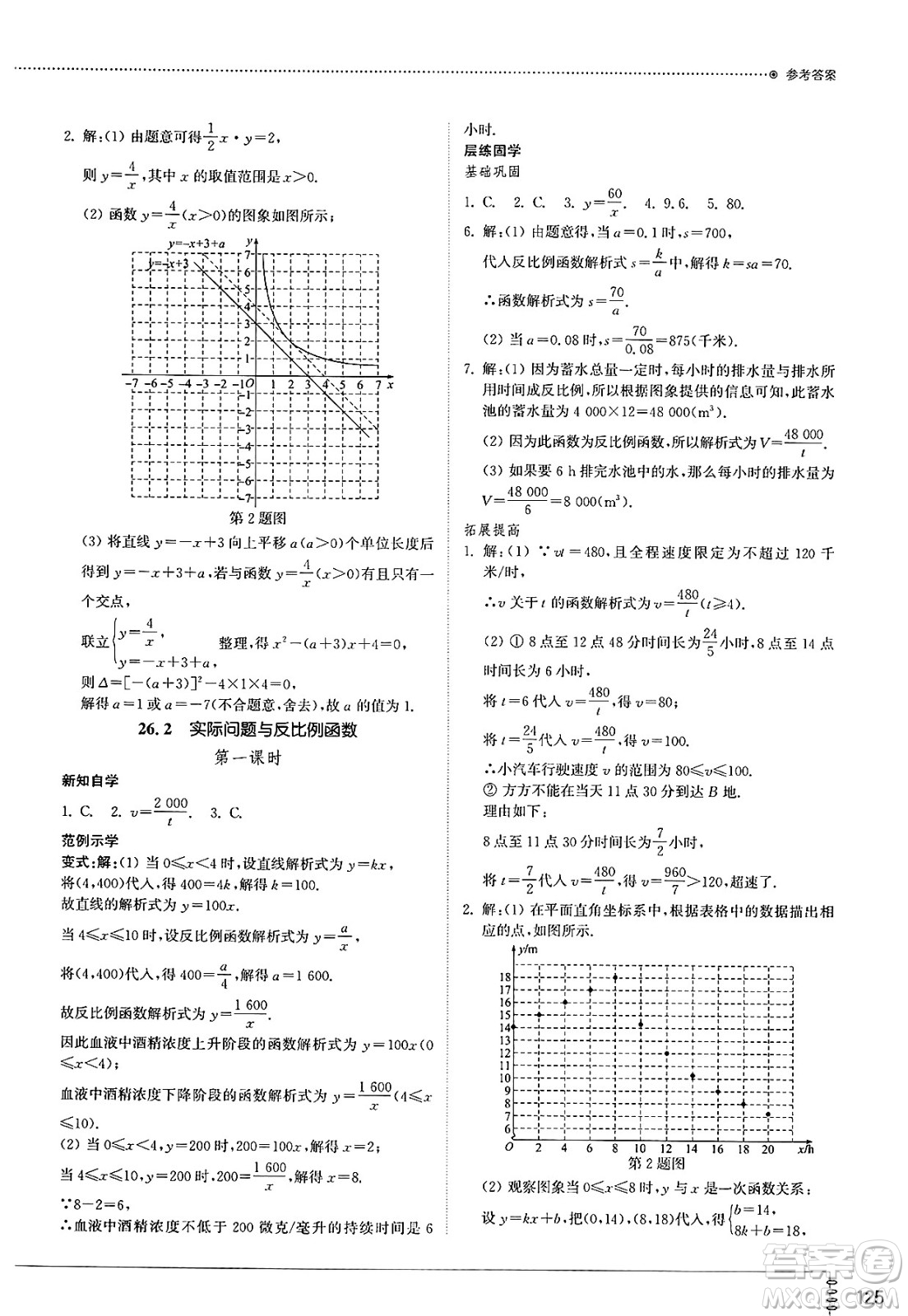 山東教育出版社2025年春初中同步練習冊九年級數學下冊人教版山東專版答案