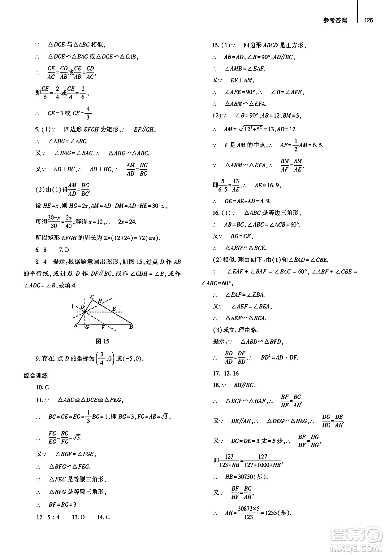 大象出版社2025年春初中同步練習(xí)冊九年級數(shù)學(xué)下冊人教版山東專版答案