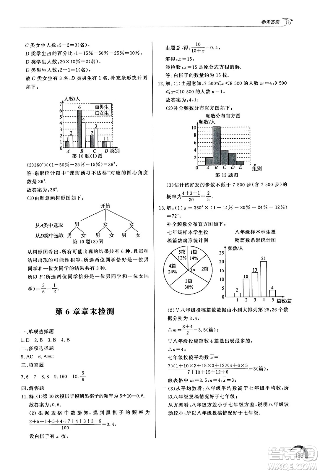 泰山出版社2025年春初中同步練習(xí)冊(cè)九年級(jí)數(shù)學(xué)下冊(cè)青島版答案