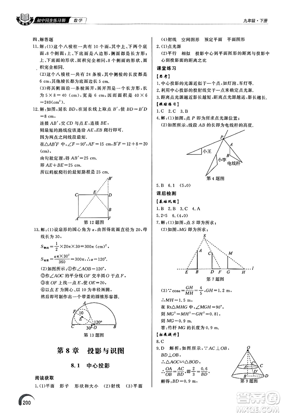 泰山出版社2025年春初中同步練習(xí)冊(cè)九年級(jí)數(shù)學(xué)下冊(cè)青島版答案