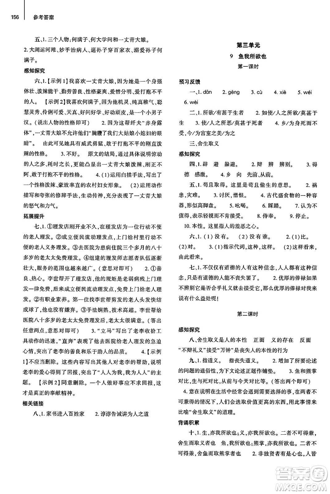 大象出版社2025年春初中同步練習(xí)冊九年級語文下冊人教版山東專版答案