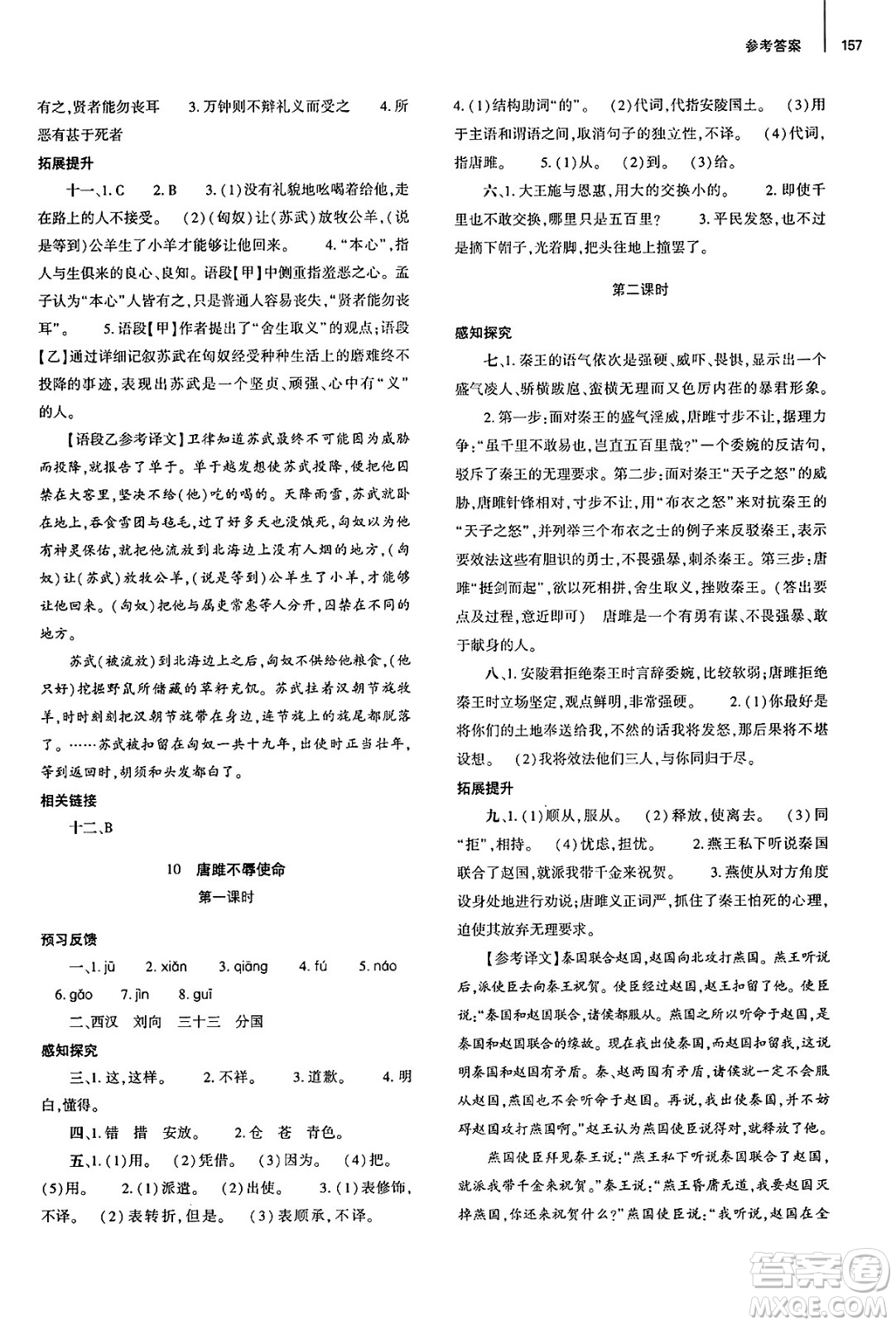 大象出版社2025年春初中同步練習(xí)冊九年級語文下冊人教版山東專版答案