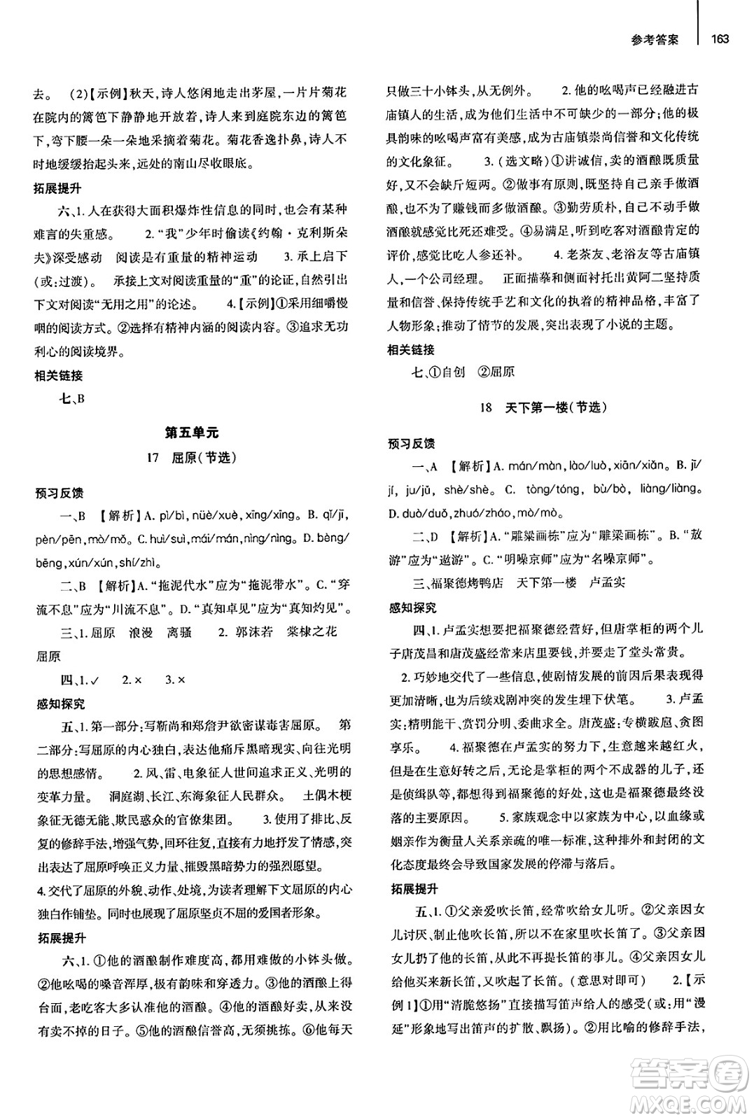 大象出版社2025年春初中同步練習(xí)冊九年級語文下冊人教版山東專版答案