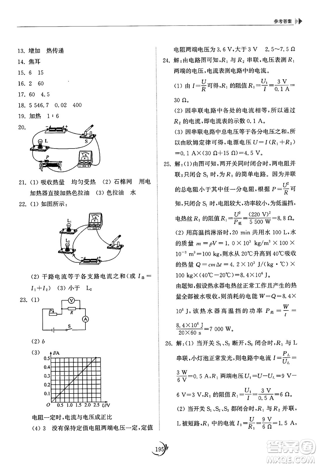 山東科學(xué)技術(shù)出版社2025年春初中同步練習(xí)冊(cè)九年級(jí)物理下冊(cè)人教版山東專版答案