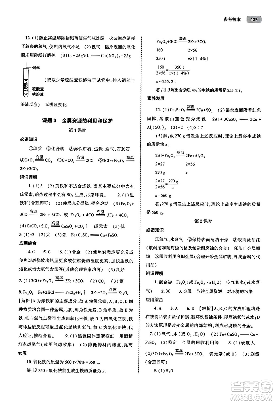 大象出版社2025年春初中同步練習(xí)冊(cè)九年級(jí)化學(xué)下冊(cè)人教版山東專(zhuān)版答案