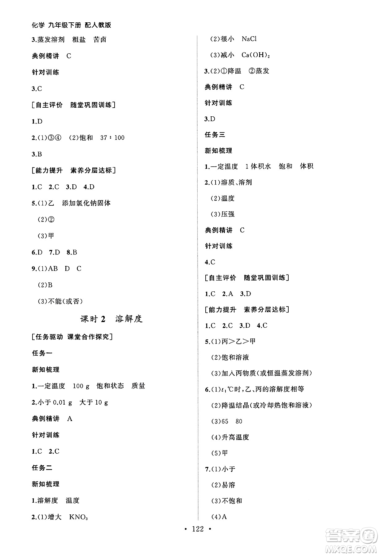 山東人民出版社2025年春初中同步練習(xí)冊九年級化學(xué)下冊人教版山東專版答案