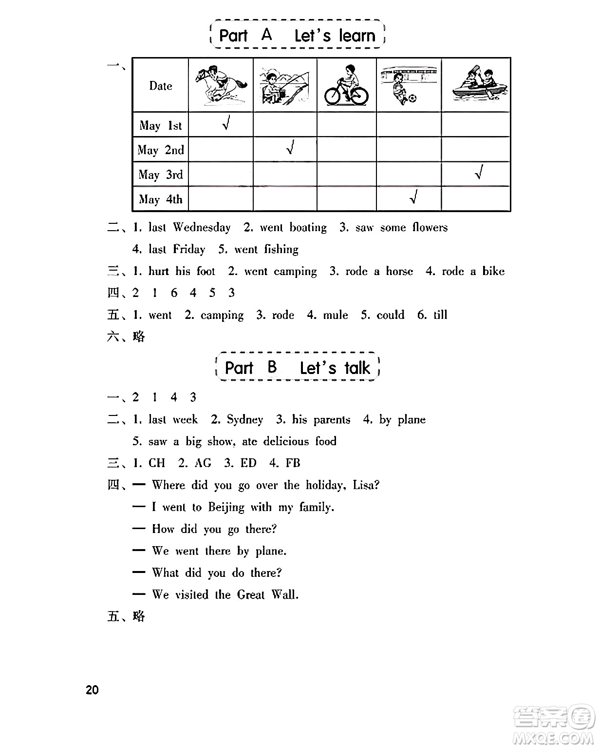 海燕出版社2025年春小學(xué)同步練習(xí)冊(cè)六年級(jí)英語(yǔ)下冊(cè)人教版三起點(diǎn)答案