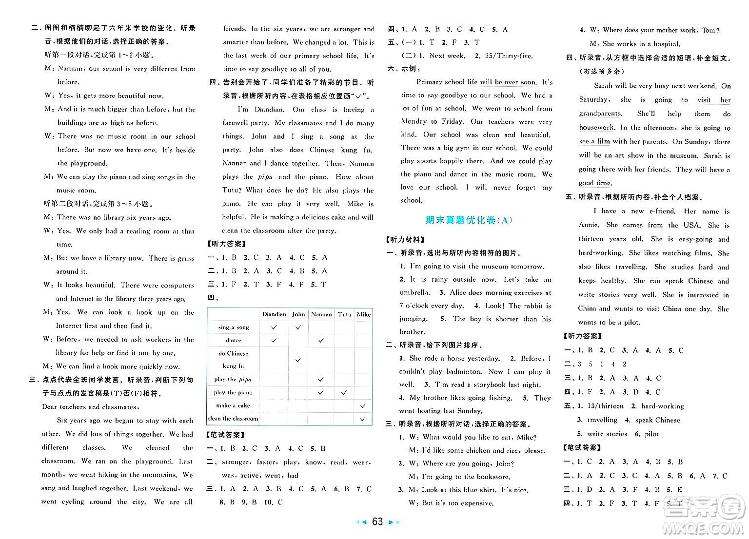 北京教育出版社2025年春亮點(diǎn)給力大試卷六年級(jí)英語(yǔ)下冊(cè)人教版答案