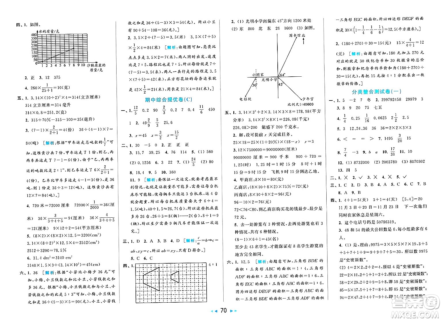 北京教育出版社2025年春亮點給力大試卷六年級數(shù)學(xué)下冊人教版陜西專版答案