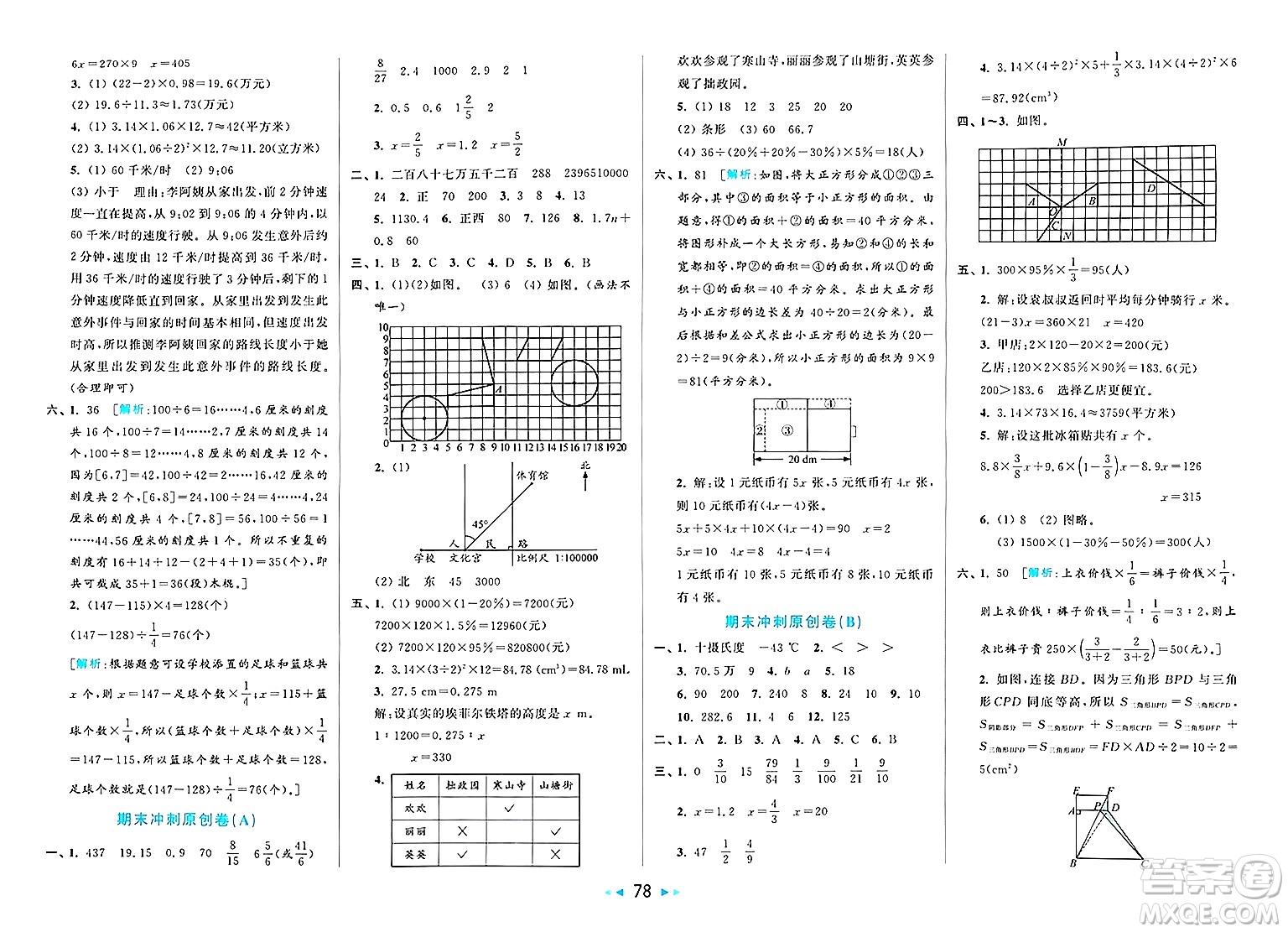北京教育出版社2025年春亮點給力大試卷六年級數(shù)學(xué)下冊人教版陜西專版答案