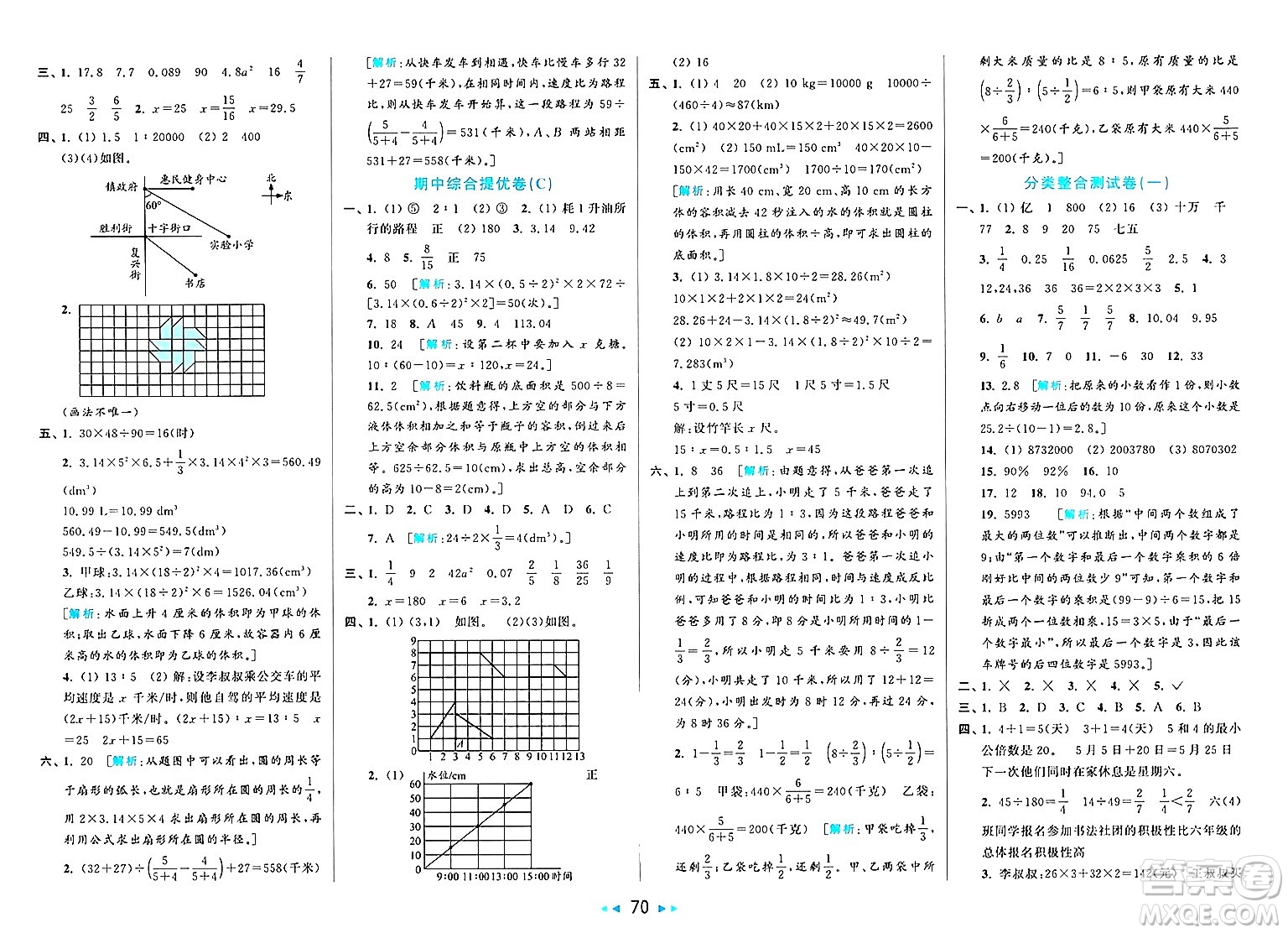 北京教育出版社2025年春亮點給力大試卷六年級數(shù)學下冊北師大版答案