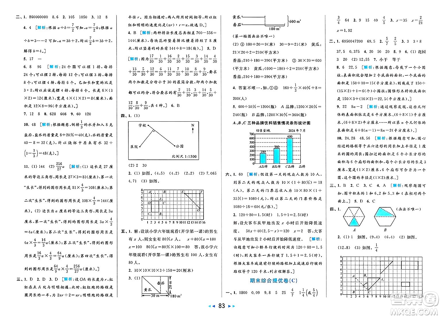 北京教育出版社2025年春亮點(diǎn)給力大試卷六年級(jí)數(shù)學(xué)下冊(cè)江蘇版答案