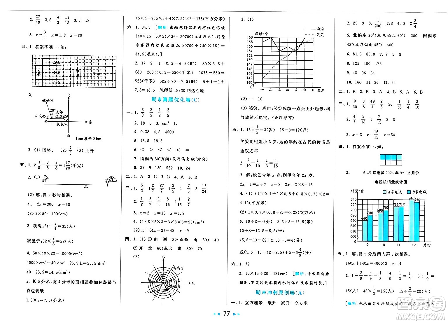 北京教育出版社2025年春亮點給力大試卷五年級數(shù)學下冊北師大版答案