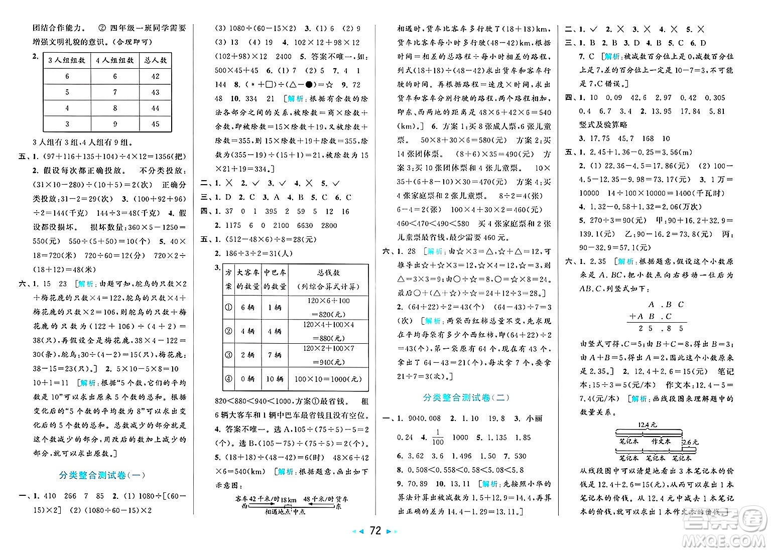 北京教育出版社2025年春亮點給力大試卷四年級數(shù)學下冊人教版答案