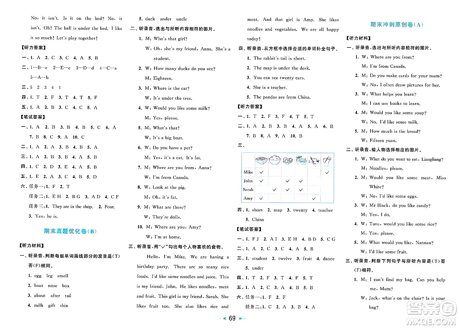 北京教育出版社2025年春亮點(diǎn)給力大試卷三年級(jí)英語下冊(cè)人教版答案