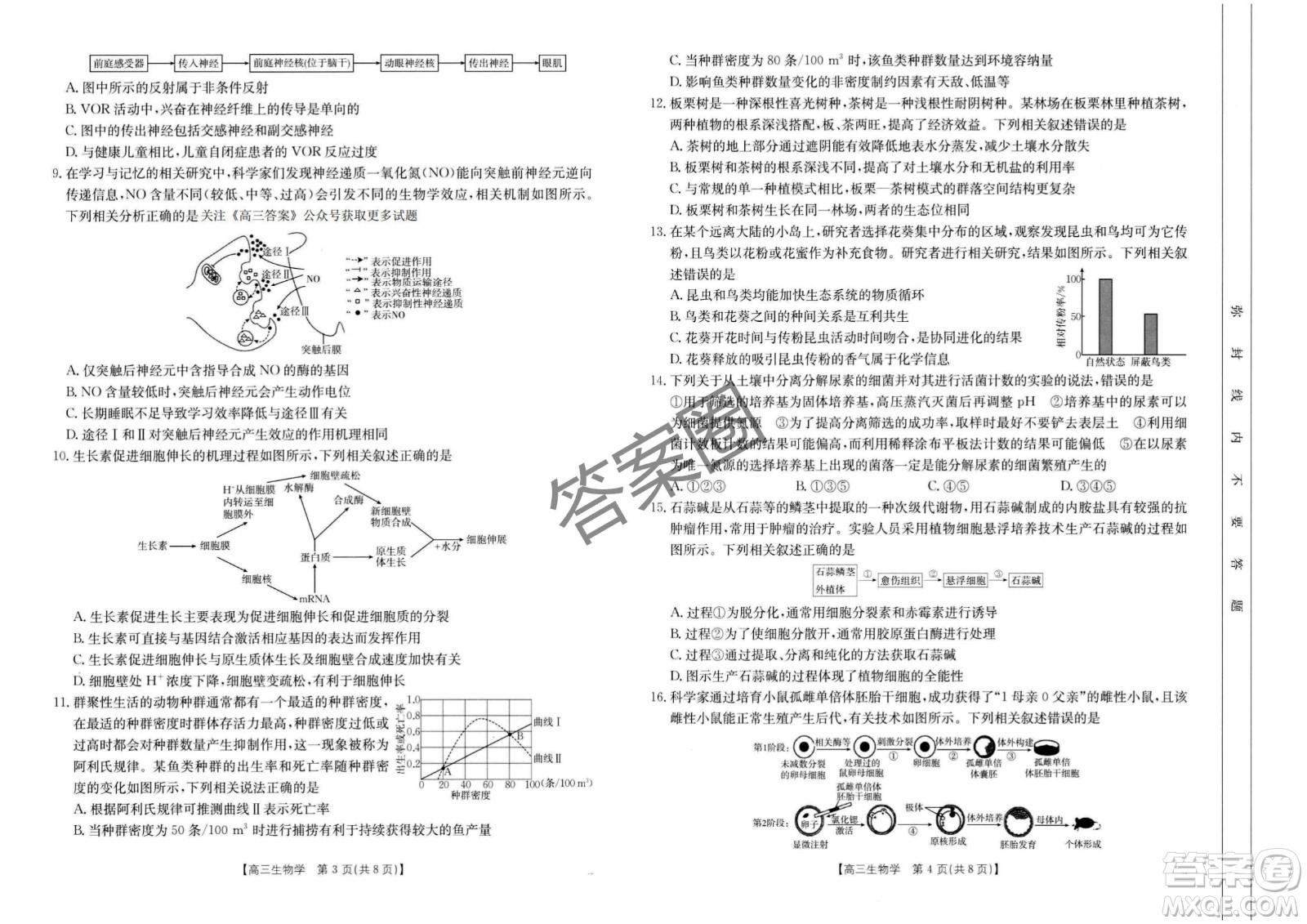 2025年4月河南省高三第二次模擬考試生物試題答案