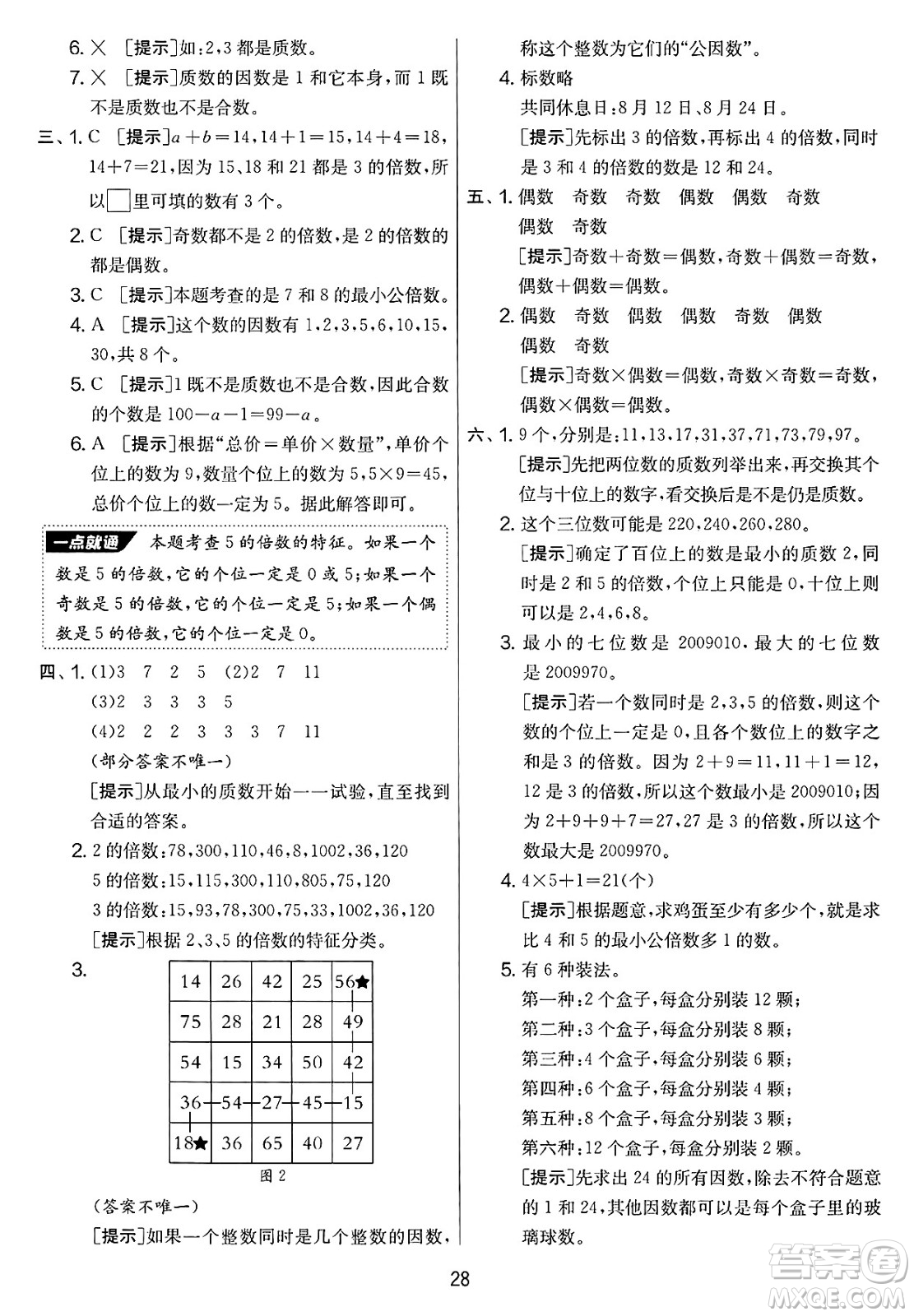 江蘇人民出版社2025年春春雨教育實(shí)驗(yàn)班提優(yōu)大考卷五年級數(shù)學(xué)下冊人教版答案