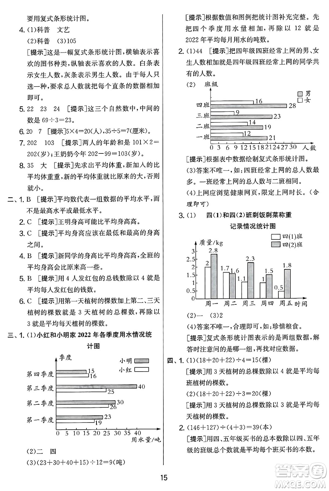 江蘇人民出版社2025年春春雨教育實驗班提優(yōu)大考卷四年級數(shù)學(xué)下冊人教版答案