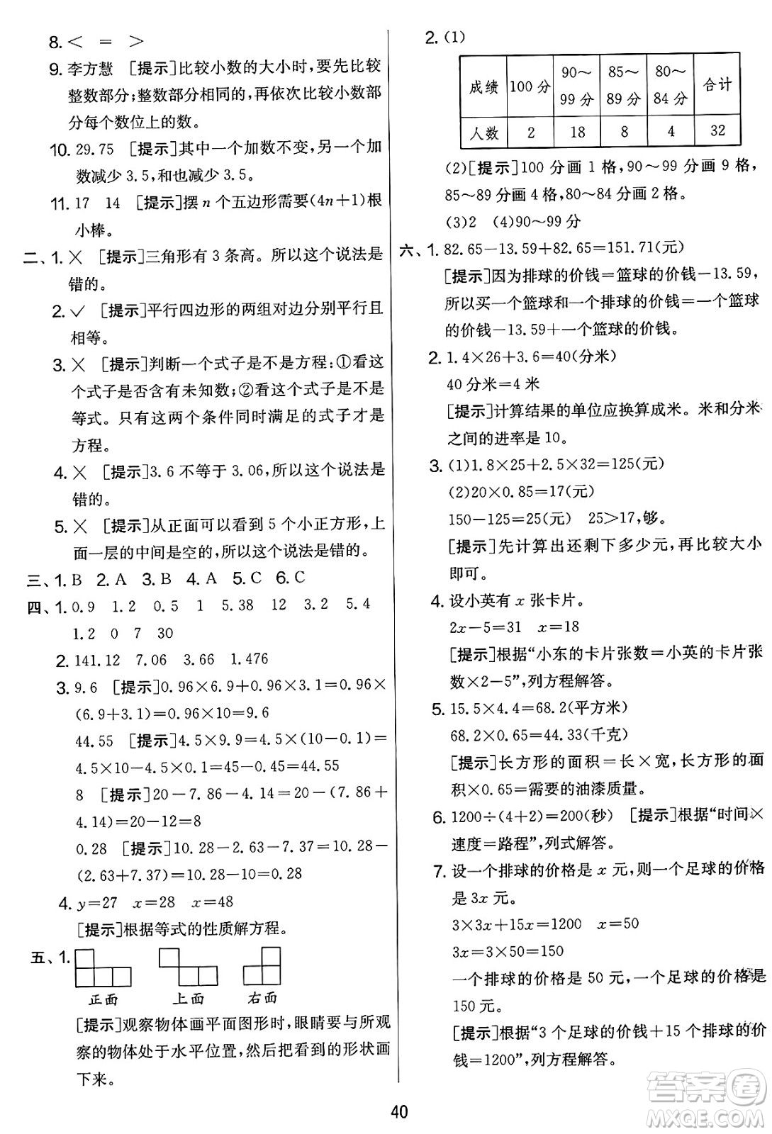 江蘇人民出版社2025年春春雨教育實(shí)驗(yàn)班提優(yōu)大考卷四年級數(shù)學(xué)下冊北師大版答案