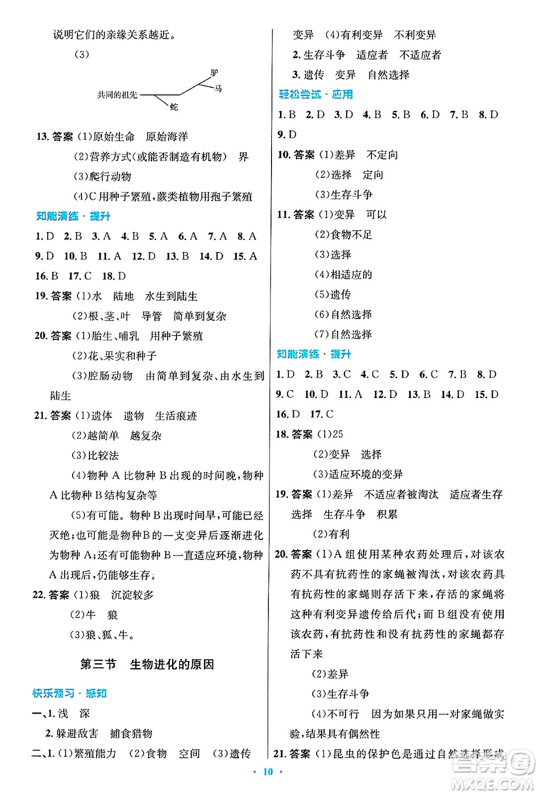 人民教育出版社2025年春初中同步測(cè)控優(yōu)化設(shè)計(jì)八年級(jí)生物下冊(cè)人教版答案
