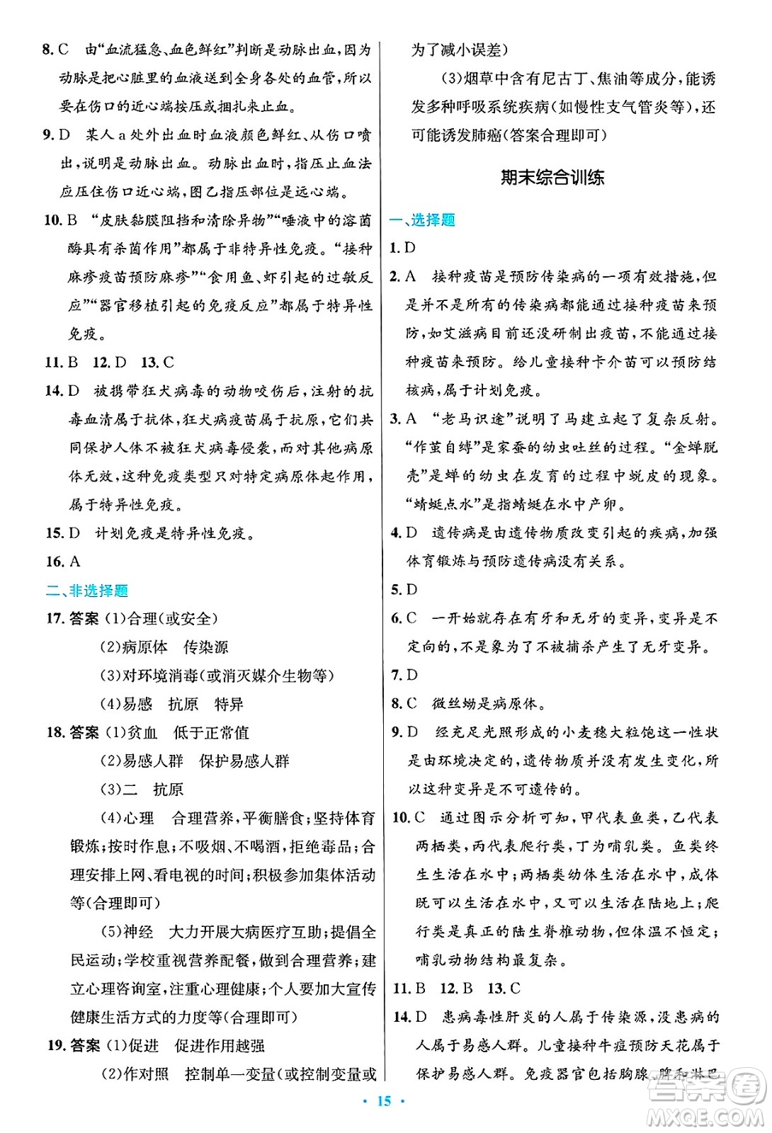 人民教育出版社2025年春初中同步測(cè)控優(yōu)化設(shè)計(jì)八年級(jí)生物下冊(cè)人教版答案