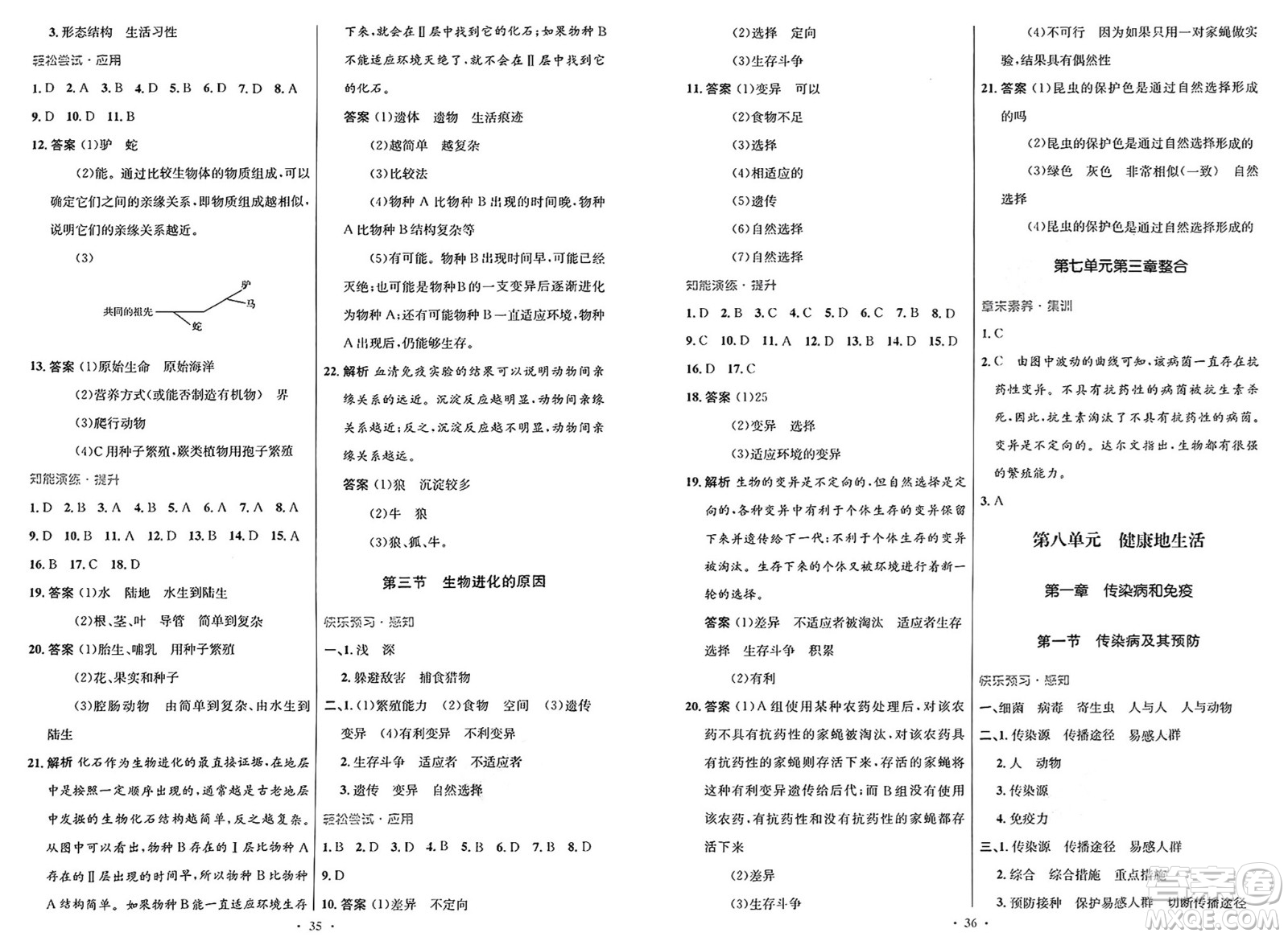 人民教育出版社2025年春初中同步測控優(yōu)化設計八年級生物下冊人教版新疆專版答案