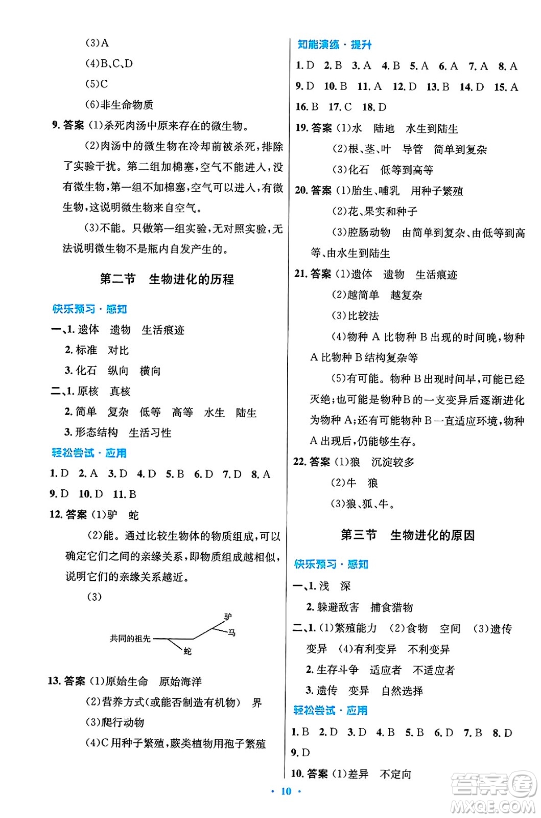 人民教育出版社2025年春初中同步測控優(yōu)化設(shè)計(jì)八年級生物下冊人教版陜西專版答案