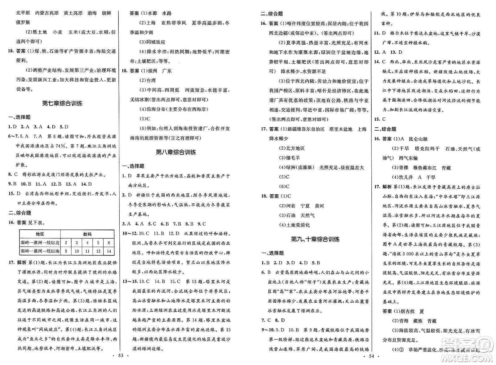 人民教育出版社2025年春初中同步測控優(yōu)化設(shè)計八年級地理下冊人教版新疆專版答案