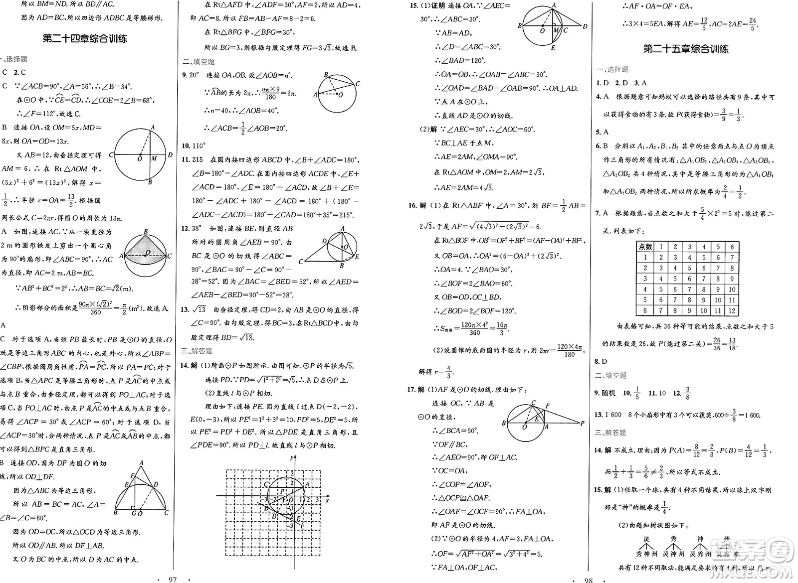 人民教育出版社2025年春初中同步測(cè)控優(yōu)化設(shè)計(jì)九年級(jí)數(shù)學(xué)全一冊(cè)人教版答案