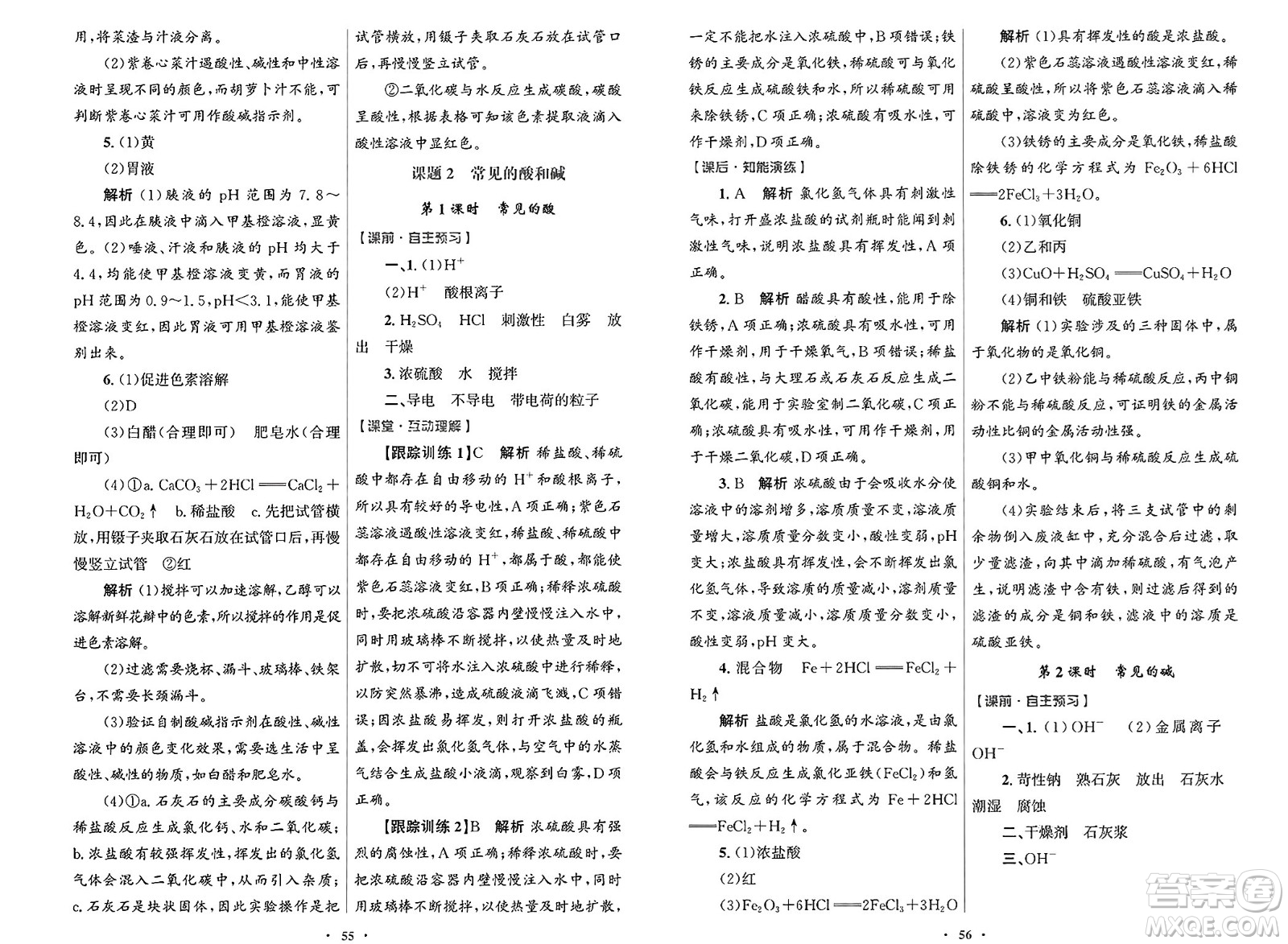 人民教育出版社2025年春初中同步測控優(yōu)化設(shè)計九年級化學(xué)下冊人教版答案