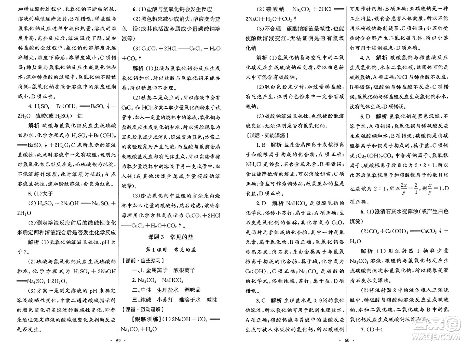人民教育出版社2025年春初中同步測控優(yōu)化設(shè)計九年級化學(xué)下冊人教版答案