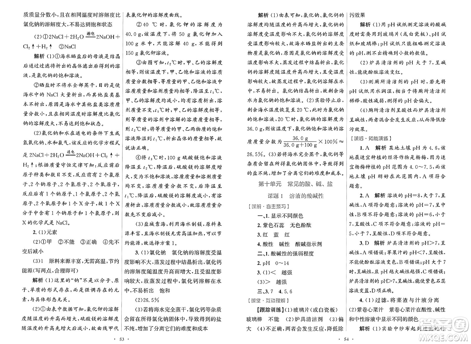 人民教育出版社2025年春初中同步測控優(yōu)化設計九年級化學下冊人教版陜西專版答案
