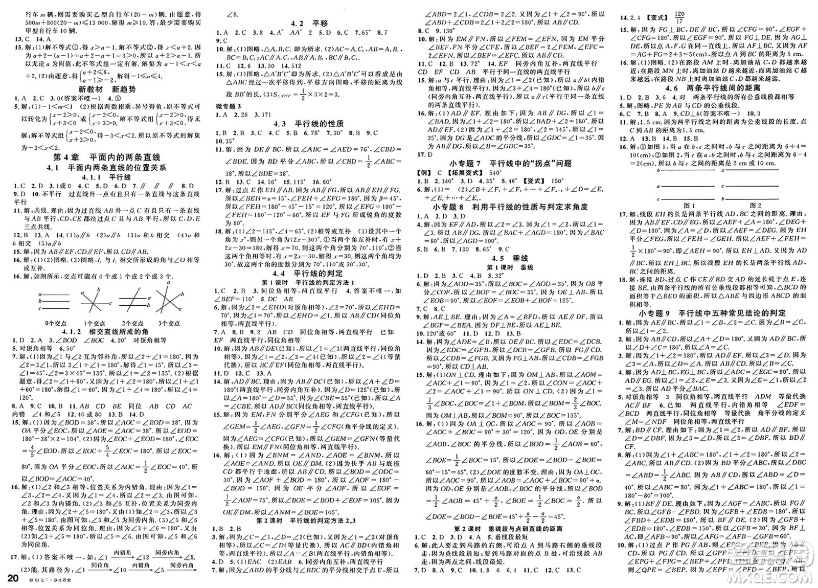廣東經(jīng)濟(jì)出版社2025年春名校課堂七年級(jí)數(shù)學(xué)下冊(cè)湘教版湖南專版答案
