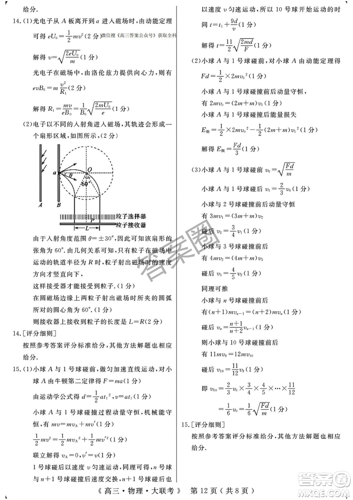 2025屆H20高中聯盟4月高三聯考物理試卷答案