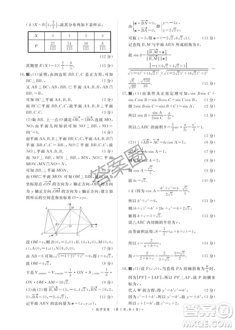 2025年4月青桐鳴大聯(lián)考高三數(shù)學試卷答案