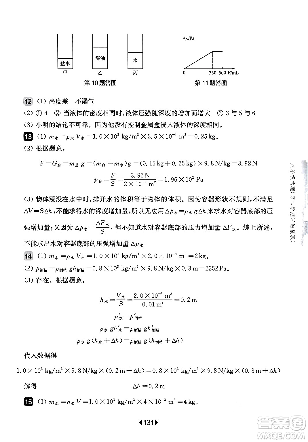 華東師范大學(xué)出版社2025年春華東師大版一課一練八年級(jí)物理下冊(cè)華師版上海專版增強(qiáng)版答案