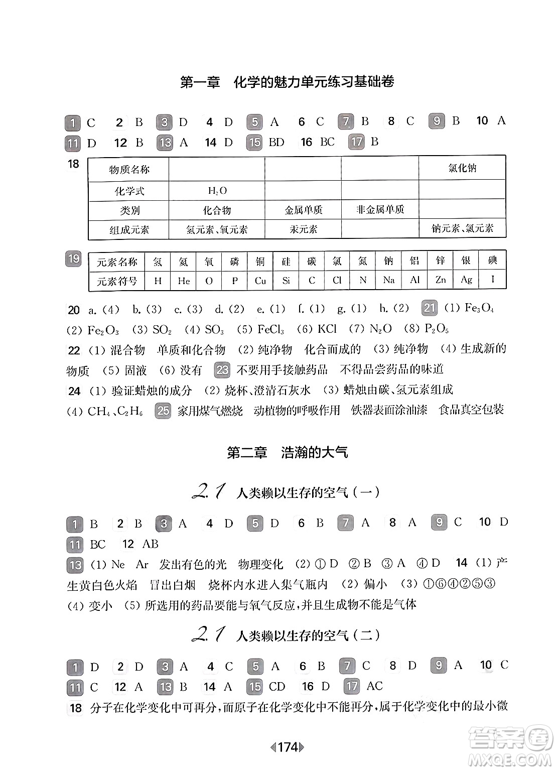 華東師范大學(xué)出版社2025年春華東師大版一課一練九年級化學(xué)下冊華師版上海專版答案