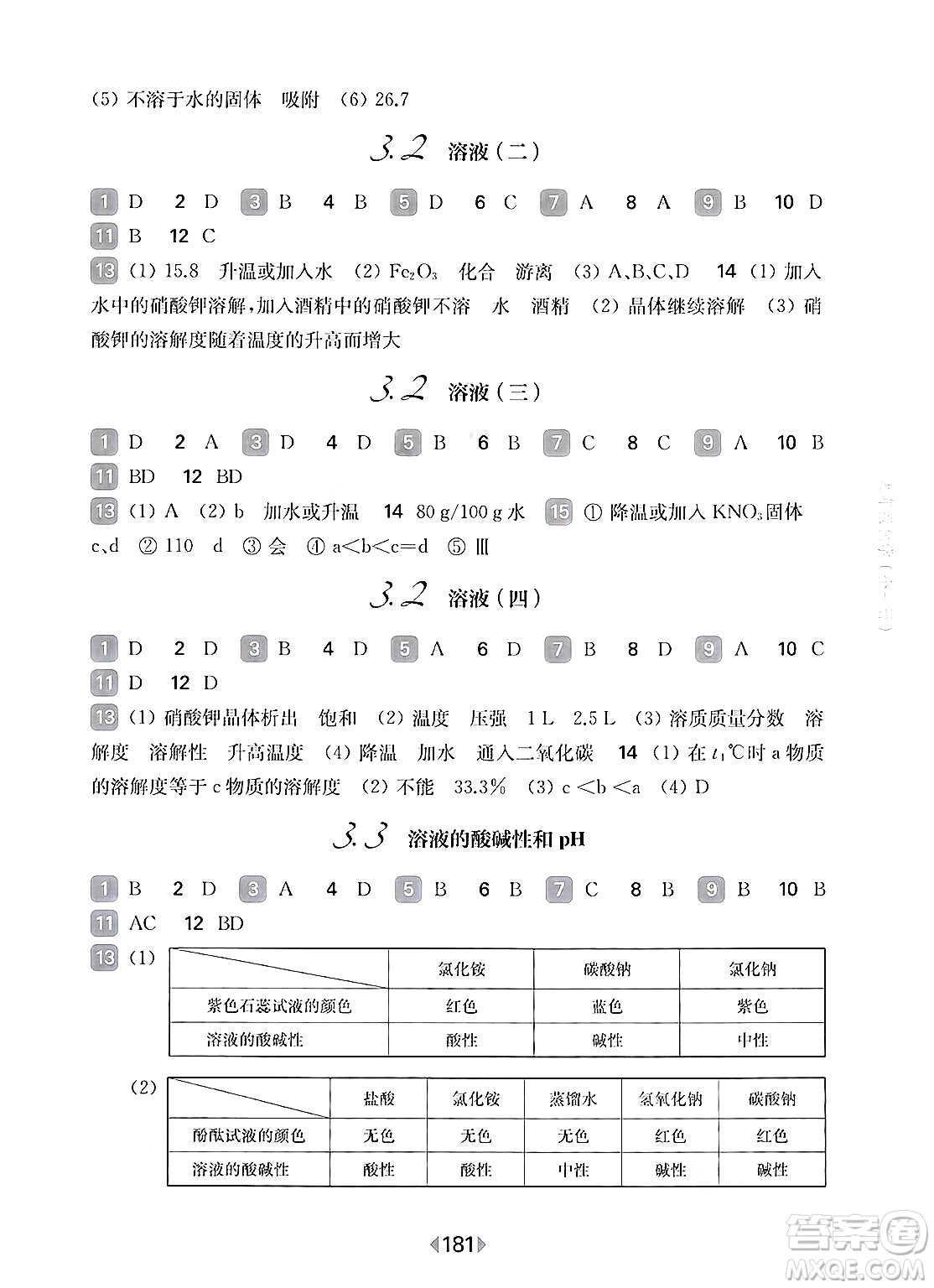 華東師范大學(xué)出版社2025年春華東師大版一課一練九年級化學(xué)下冊華師版上海專版答案