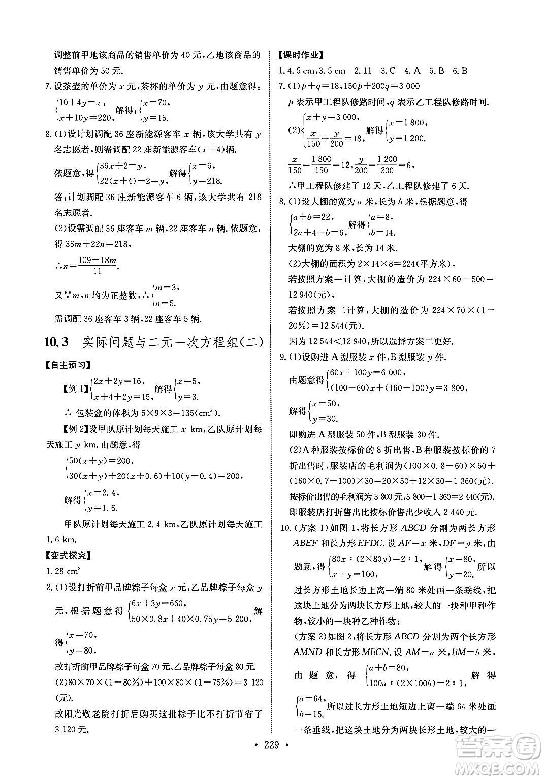 長江少年兒童出版社2025年春長江全能學(xué)案同步練習(xí)冊七年級數(shù)學(xué)下冊人教版答案