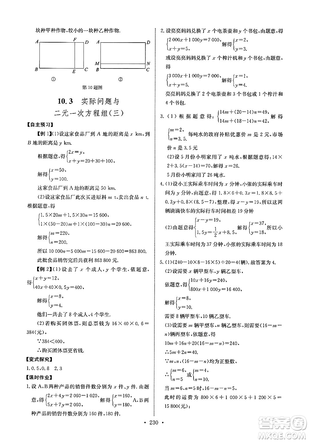 長江少年兒童出版社2025年春長江全能學(xué)案同步練習(xí)冊七年級數(shù)學(xué)下冊人教版答案