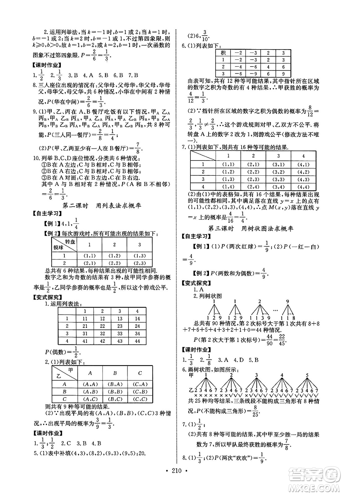 長(zhǎng)江少年兒童出版社2025年春長(zhǎng)江全能學(xué)案同步練習(xí)冊(cè)九年級(jí)數(shù)學(xué)下冊(cè)人教版答案