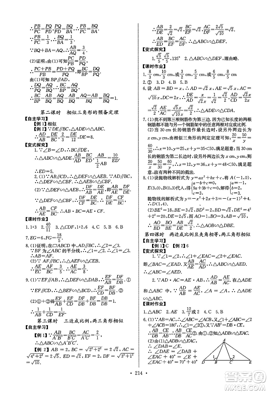 長(zhǎng)江少年兒童出版社2025年春長(zhǎng)江全能學(xué)案同步練習(xí)冊(cè)九年級(jí)數(shù)學(xué)下冊(cè)人教版答案